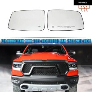 左側 右側 LH RH ヒーター付き車ドアウィングミラー ガラス 自動バックミラー リアビュー ベース付き DODGE RAM 1500 2500 2009 - 2019