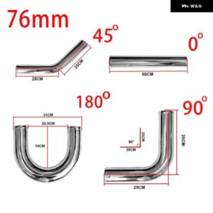 レーシングターボハイフロー アルミチューブ 汎用 3インチ 76MM インタークーラーコールドインテーク 0/45/90/180度