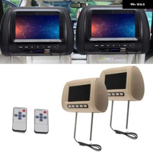 7インチHDカーヘッドレストLCDビデオプレーヤーワイヤレス コントロール MP5 ディスプレイ ブラウンヘッドレスト ディスプレイ ヘッドレストLCD