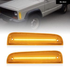 ジープ チェロキー 1997-2001 LED サイドマーカーランプ アンバー フロントサイド リフレクター ライト 2個
