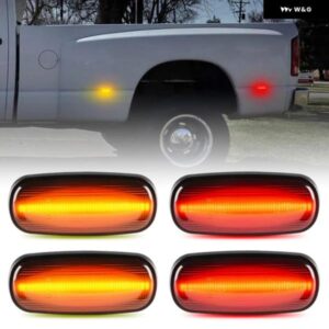 4個 ダッジ ラム 2500HD 3500HD ダブルホイール 2003-2009 スモークレンズ リアホイール アンバー レッド LED サイド マーカーライト