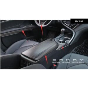 アクセサリー トヨタ カムリ 2018 2019 ブラック センター コンソール シート アームレスト ボックス パッド モールディング カバー キット トリム