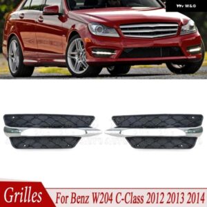 メルセデス ベンツ W204 C250 C350 C クラス 2012 2013 2014 車用 フロント バンパー グリル ブラッククローム フォグライト カバー A2048851453