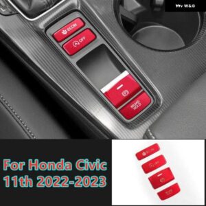 ホンダ シビック 11代目 2022-23年式 レッド センター コンソール ギア シフト ボタン トリム カバー 4個