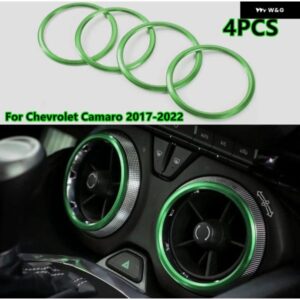 4X グリーン インテリア エアベント アウトレット リング カバー トリム シボレー カマロ 2017-2022