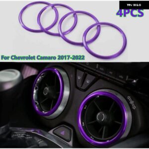 4Xパープル インテリア エアベント アウトレット リングカバー トリム シボレー カマロ2017-22