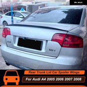 アウディ アウディ A4 B7 スポイラー 2005 2006 2007 2008 リア トランク リッド カースポイラー ウィング ABS プラスチック ブラックカーボン 外装