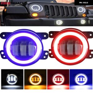 4インチ エンジェルアイ LED LEDライト LED DRL レッド/ブルー ハイ フォグライト ホワイト アンバー ハローリング DRL ジープ ラングラー JK TJ ダッジ