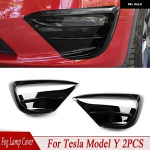 テスラ モデルY 2016-2022 2個 車用フロント フォグランプ スポイラー ウインドナイフ カーボン カバー デコレーション ステッカー アクセサリー