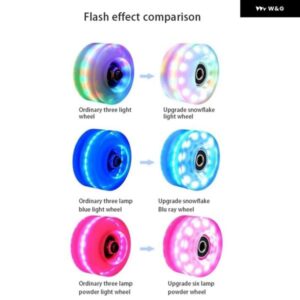 6LEDローラースケートホイール - スケートボードホイールライトアップクワッドホイールダブルロウスケート