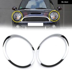 MINI COOPER S R55 R56 R57 R58 R59 2007-2015 ヘッドライト フレーム リング アイブロウ トリム デコレーション ステッカー ブラッククローム 51137149905