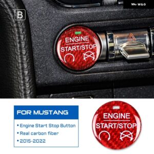 リアルハードカーボンカバー フォード マスタング 2015 - 22 車 エンジン スタートストップ ボタン ステッカー - Red carbon