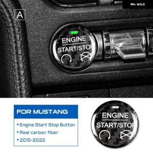 リアルハードカーボンカバー フォード マスタング 2015 - 22 車 エンジン スタートストップ ボタン ステッカー - Black Carbon