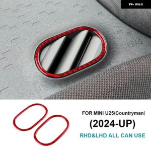車 ダッシュボード サイドエア アウトレット ベントカバー カーボン ステッカー ミニU25カントリーマン2024 2025 インテリア トリム アクセサリー - Red carbon