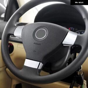 車 ステアリングホイール 装飾 カバー パッチ フォルクスワーゲン VW パサート B6ジェッタ ゴルフ 5 MK5ティグアン2007-2011アクセサリー - ABS Silver