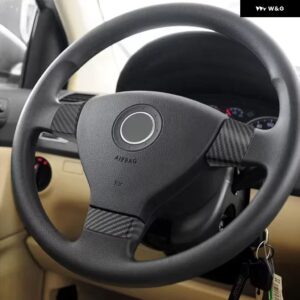 車 ステアリングホイール 装飾 カバー パッチ フォルクスワーゲン VW パサート B6ジェッタ ゴルフ 5 MK5ティグアン2007-2011アクセサリー - ABS carbon fibre