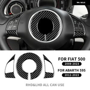 リアルソフトカーボンカーステアリング ステッカー フィアット500 アバルト595 2012 - 23 - 1SET BLACK