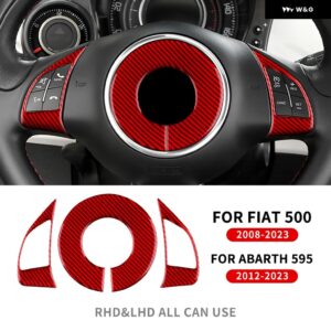 リアルソフトカーボンカーステアリング ステッカー フィアット500 アバルト595 2012 - 23 - 1set red