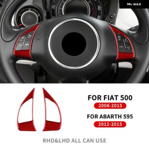 リアルソフトカーボンカーステアリング ステッカー フィアット500 アバルト595 2012 - 23 - button red