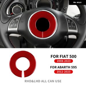 リアルソフトカーボンカーステアリング ステッカー フィアット500 アバルト595 2012 - 23 - Center Red