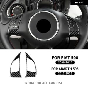 リアルソフトカーボンカーステアリング ステッカー フィアット500 アバルト595 2012 - 23 - button black