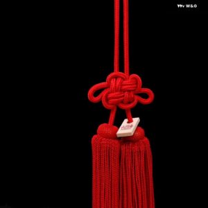 車用 金綱ロープ結び 房菊結び シルバー 赤 車用 自動車 バックミラー ペンダント 留め具 装飾 品 カーアクセサリー - style 3