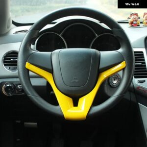 車用 ステアリングホイール トリム カバー クローム ステッカー シボレー クルーズ セダン ハッチバック 2009 - 2014 アクセサリー - Yellow