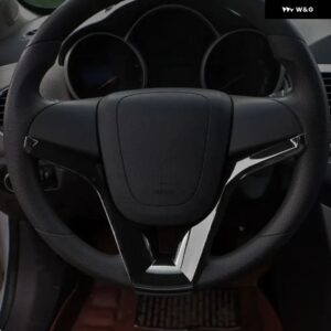 車用 ステアリングホイール トリム カバー クローム ステッカー シボレー クルーズ セダン ハッチバック 2009 - 2014 アクセサリー - black