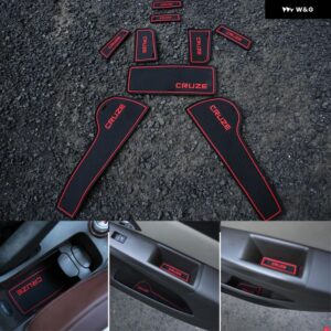 車ドア溝マット シボレー クルーズ 2009-2015 アクセサリー 滑り止めカップマット ゴム製ラグ スロットホール パッド インテリア カー スタイリング - RED WORD