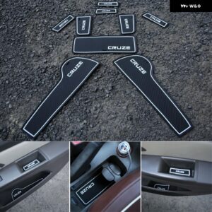 車ドア溝マット シボレー クルーズ 2009-2015 アクセサリー 滑り止めカップマット ゴム製ラグ スロットホール パッド インテリア カー スタイリング - WHITE WORD