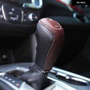 車用ギアカバー DIY 手縫い 本革 ギア シフト ノブカバー シボレー エクイノックス 2017 2018 2019 アクセサリー - brown