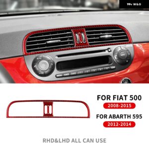 リアルソフトカーボン ステッカー カーセンター コンソール エア アウトレット フィアット500 2008 2009-2014 2015 フィアットアバルト595 2012 2013 2014 - red