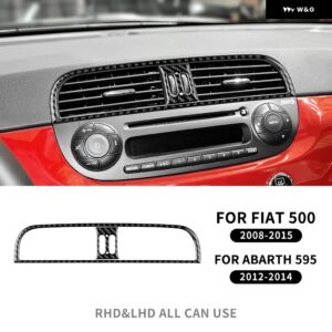 リアルソフトカーボン ステッカー カーセンター コンソール エア アウトレット フィアット500 2008 2009-2014 2015 フィアットアバルト595 2012 2013 2014 - black