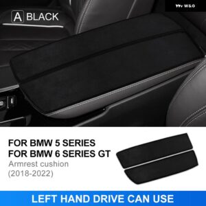 車用 アームレスト クッション センター コンソール アームレスト ボックス マット BMW 5 6シリーズ GT 2018-2022 G31 G30 G32 内装スエードカバー - LHD-Black