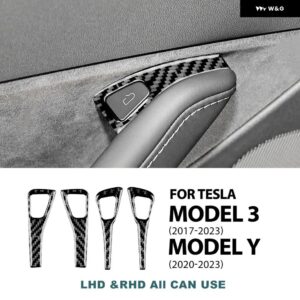 リアルソフトカーボン テスラ モデル3 モデルY 2018-2023 ウィンドウリフティングスイッチ パネル トリム ステッカー 車内アクセサリー - black