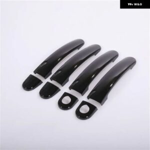 光沢 ブラッククローム車 ドアハンドル カバー ステッカー SKODA YETI 2009 - 17アクセサリー - black 2 keyholes