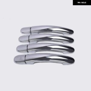 光沢 ブラッククローム車 ドアハンドル カバー ステッカー VWポロ2010-2018 スタイリング アクセサリー - silver 0 keyhole