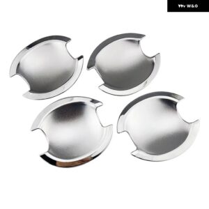 三菱 アウトランダー ランサー ASX 2008-2018 ABSクロームカーボンカー ドアハンドル ボウルカバー ステッカー スタイリング アクセサリー - Silver