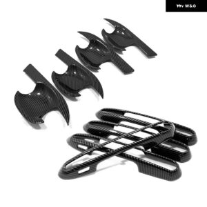 車用カーボン風サイド ドアハンドル カバー +カップボウル トリム トヨタ RAV4 2019 2020 外装 アクセサリー 8個 - Door bowl and handle