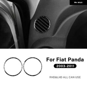 リアルソフトカーボン ステッカー フィアットパンダ 2003 - 11 LHD RHD 車計器エア アウトレット - Black Carbon