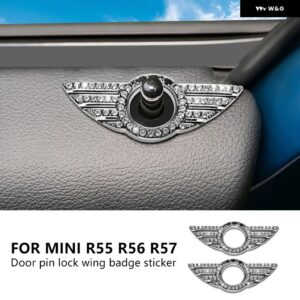 車ドアロックピンウィング ステッカー ミニクーパー クラブマン R55 R56 R57 R60 カントリーマン インテリア エンブレムバッジアクセサリー 2個 - For R55-R57 White