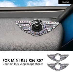 車ドアロックピンウィング ステッカー ミニクーパー クラブマン R55 R56 R57 R60 カントリーマン インテリア エンブレムバッジアクセサリー 2個 - For R55-R57 Colorful