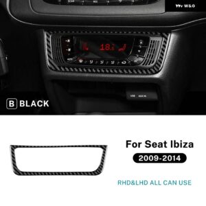 リアルソフトカーボン ステッカー LHD RHD 車用 セントラ ル コントロール AC フレーム パネル トリム シート イビサ 2009 - 14 - Type A Black Carbon
