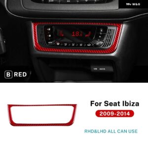 リアルソフトカーボン ステッカー LHD RHD 車用 セントラ ル コントロール AC フレーム パネル トリム シート イビサ 2009 - 14 - Type A Red Carbon