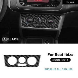 リアルソフトカーボン ステッカー LHD RHD 車用 セントラ ル コントロール AC フレーム パネル トリム シート イビサ 2009 - 14 - Type B Black Carbon