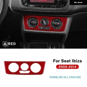 リアルソフトカーボン ステッカー LHD RHD 車用 セントラ ル コントロール AC フレーム パネル トリム シート イビサ 2009 - 14 - Type B Red Carbon