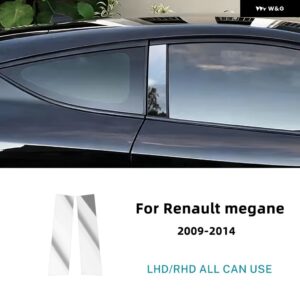 ルノー メガーヌ ハッチバック 2009 - 14 Bピラー ステッカー カーボンパターン ブラック カーウィンドウピラー ポスト - Silver