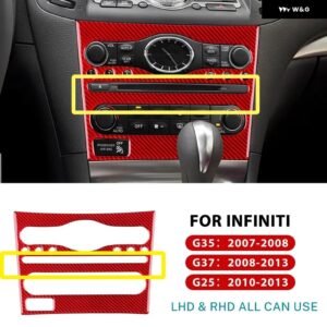 車用CD セントラ ル コントロール パネル トリム リアルソフトカーボン ステッカー インフィニティ G35 2007 2008 G37 2008-2013 G25 2010-2013 LHD RHD - Type B Red Carbon