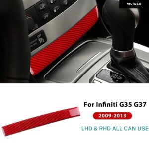 車用CD セントラ ル コントロール パネル トリム リアルソフトカーボン ステッカー インフィニティ G35 2007 2008 G37 2008-2013 G25 2010-2013 LHD RHD - AC Red Carbon