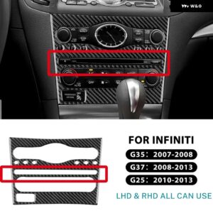 車用CD セントラ ル コントロール パネル トリム リアルソフトカーボン ステッカー インフィニティ G35 2007 2008 G37 2008-2013 G25 2010-2013 LHD RHD - Type A Black Carbon